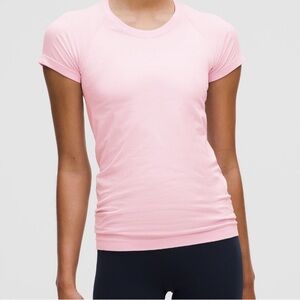 Lululemon Athletica Pink Fitted Cap Sleeve T-Shirt